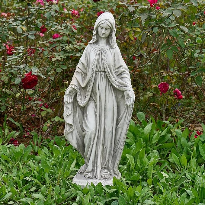 Virgin Mary Statue, Outdoor Garden Religious Decorations, Outdoor Mother Mary Statue, Garden Sculptures & Statues for Home Yard Patio Lawn Deck Hallway