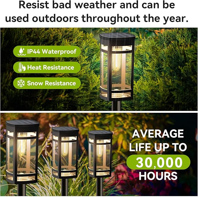 8 Pack Solar Lights Outdoor Waterproof for Garden Pathway Walkway Driveway Yard Lawn Decorative Landscape Lighting. (Warm White Light, 8)