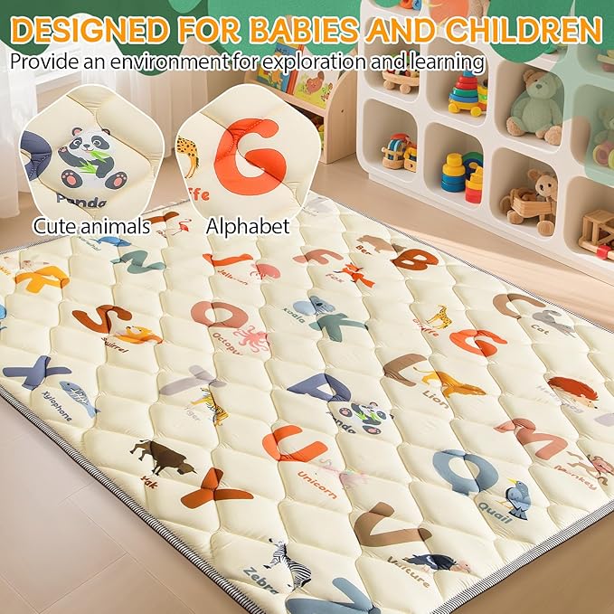 Baby Play Mats for Floor - 74”x50” Playmat for Baby and Toddlers Infants - Foam Play Mat - Infant Mats for Floor Play Thick - Tummy Time Floor Mat