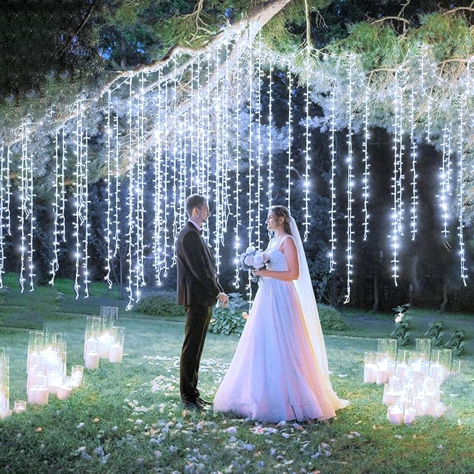 99ft 300 LED String Lights Indoor - White Christmas Lights Outdoor Waterproof Clear Wire, 8 Modes Connectable Twinkle Fairy String Lights Plug in for Outside Room Bedroom Party Wedding Decorations