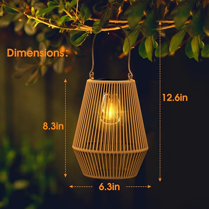 Solar Lanterns Outdoor, KagoLing Solar Hanging Lantern Lights Decorative Christmas Light for Garden Patio Courtyard Lawn, HANDLAN-01