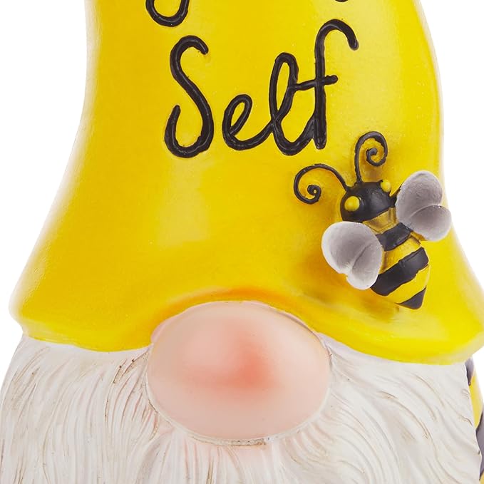 Alpine Corporation 12" H Bee Yourself Indoor/Outdoor Garden Gnome Statue, Yellow/Black