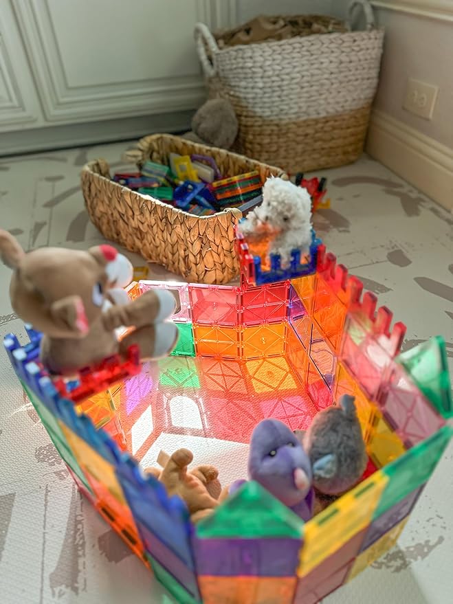 60 PCS Magnetic Building Tiles Kids Toys STEM Magnetic Blocks Sensory Toys Kids Games Magnet Building Toy for Boys and Girls Aged 3+, Kid Brain Development Preschool Kindergarten Toddler Toy