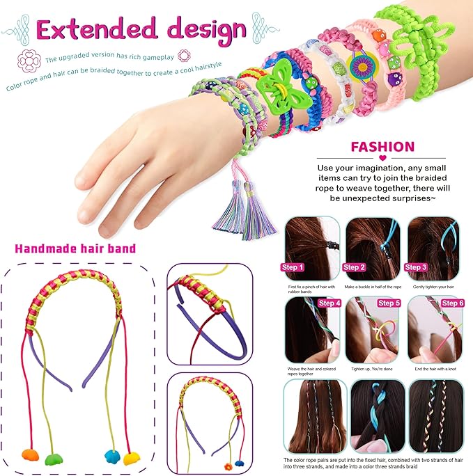 Gift for Girl 7 8 9 11 12 Year Old, Friendship Bracelet Making Kit Toys, Arts and Crafts for Kids Age 8-12, Best Birthday Present Top Popular DIY Jewelry Bracelet String Maker