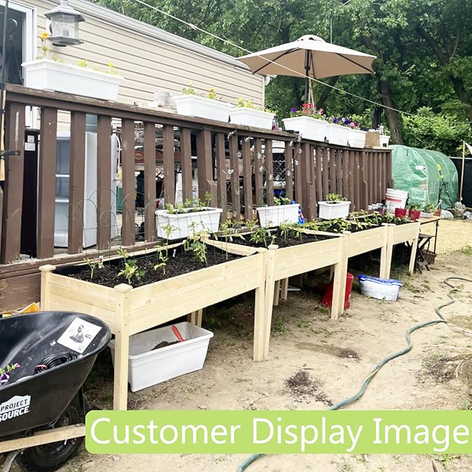 Crownland Outdoor 4 ft Stand-up Raised Garden Bed Wooden Garden Box for Backyard, Vegetables Herbs Flowers Planter, Suitable Elevated