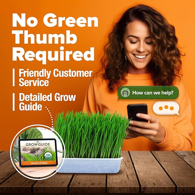 HOME GROWN Organic Cat Grass Seeds Pack 8oz β 7200 π‘π’π‘-ππ π’ π¨π¦π-π¦π’π¨π₯πππ Heirloom Oat & Barley Grass Seeds for Indoor Cats β High Germination Hairball Relief, Pet Grass Ready in 7Days