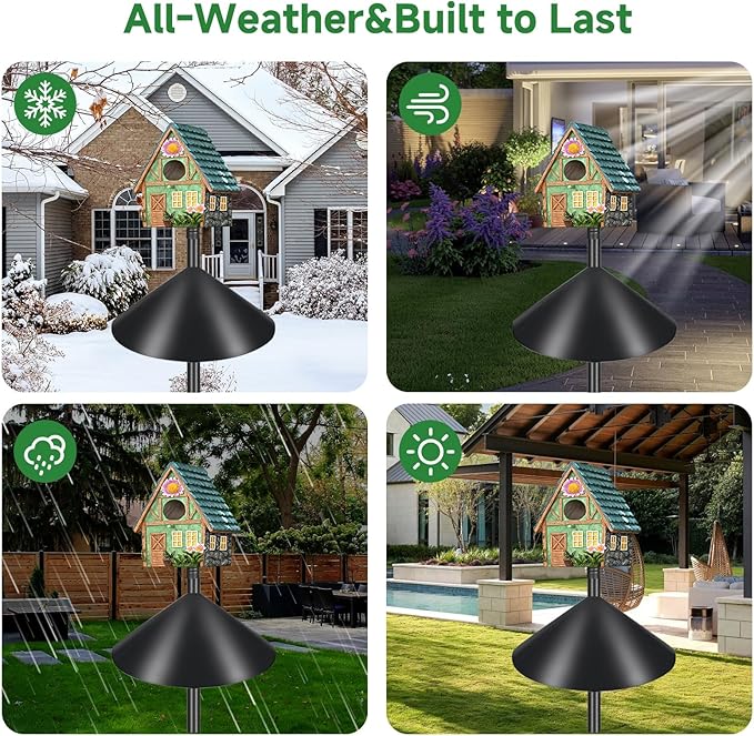 Smart Bird Feeder Pole with Squirrel Baffle & Bath-Heavy Duty Adjustable 3-6.6ft Universal Stand Mount for Backyard&Outdoor Bird Houses/Cameras (80'Pole-Baffle)