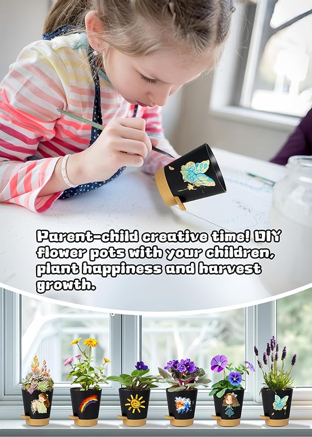 12 Pack 4 Inch Self Watering Plant Pots with Drainage and Saucers,Plastic Flower Pots for Indoor and Outdoor Plants, Nursery Planters for Houseplants and Herbs Black Brown, 4 inch 12pcs