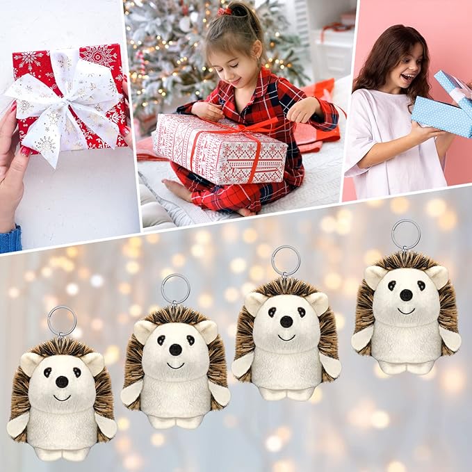 Zubebe Mini Hedgehog Toy Bulk Halloween School Gifts Plush Operation Christmas Stuffed Animal 4 Inch Small Party Favor Decoration DIY Keychain Kid Children Classroom for Baby Shower Birthday(24 Pcs)