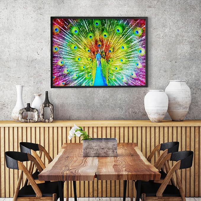 1000 Pieces Jigsaw Puzzle for Adults – Matte Finish, Soft Touch, Easy to Assemble, Tight Fit, Vivid Colors, Missing Pieces Service – Rainbow Gradient of Multicolor Peacock – by ENJOY Puzzle