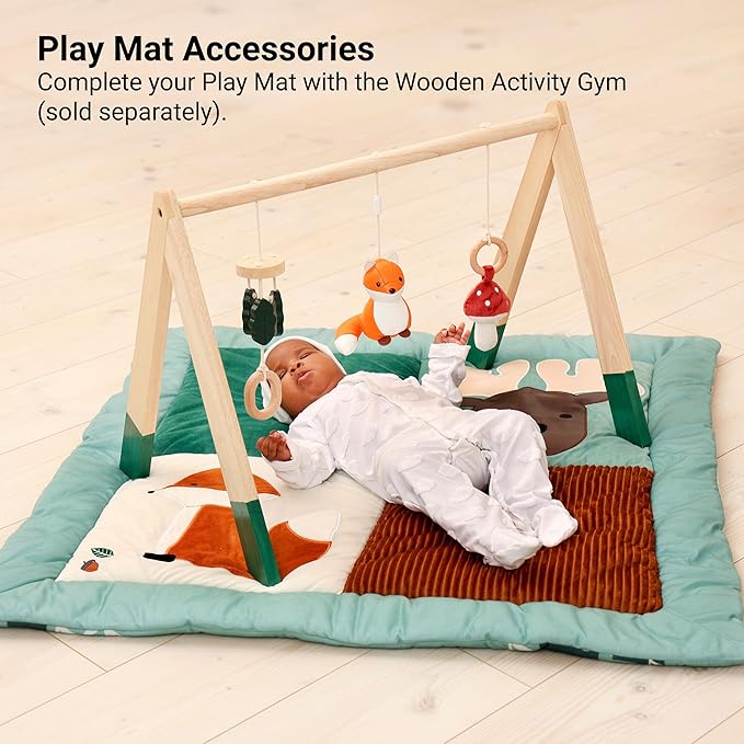 Little Big Friends Patchwork Baby Playmat – Reversible Floor Mat for Tummy Time & Sensory Development | Encourages Exploration & Motor Skills | Forest