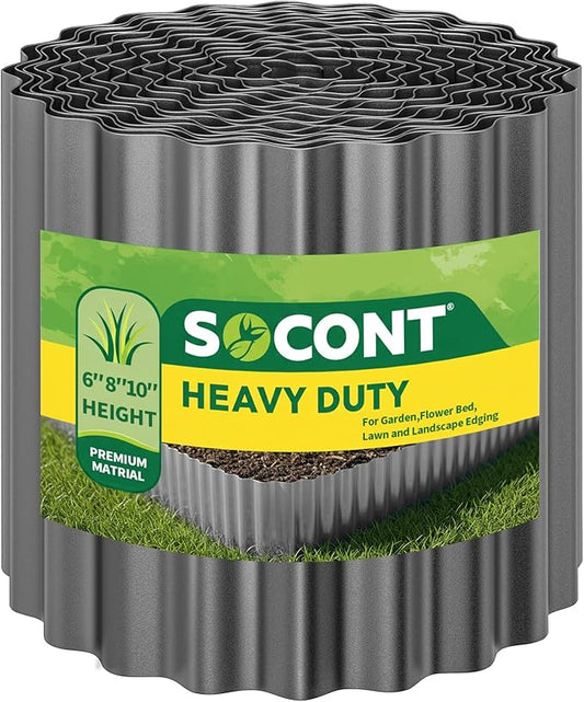 Corrugated Metal Garden Edging, 6"×40Ft Durable Landscape Border for Garden, Lawn, Flower Beds and Paver Edging (Gun Silver)