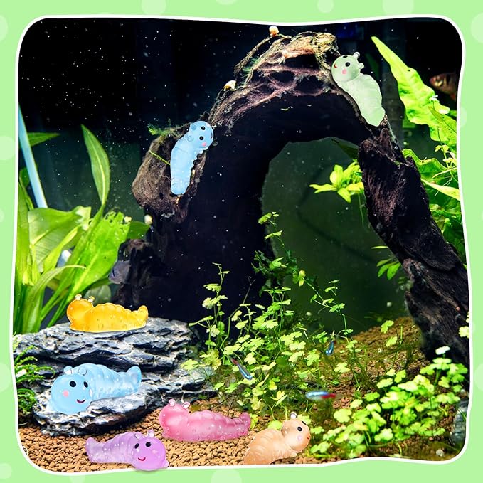 Suzile 60 Pcs Mini Resin Animals Caterpillars Miniature Figures Luminous Mini Resin Charms Miniature Garden Accessories Micro Landscape Ornaments for DIY Outdoor Decor Party Decorations (Bright Color)