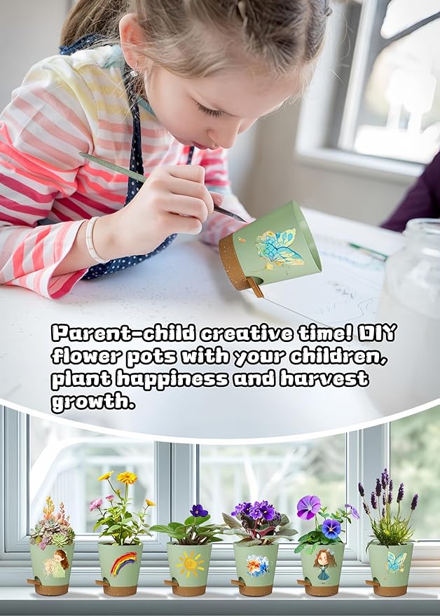 12 Pack 4 Inch Self Watering Plant Pots with Drainage and Saucers,Plastic Flower Pots for Indoor and Outdoor Plants, Nursery Planters for Houseplants and Herbs Green Brown, 4 inch 12pcs