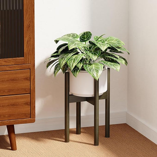 Adjustable Plant Stand Indoor, Bamboo Plant Holder 8 to 12 Inches, Small Corner Planter Stand for Indoor Plants, Single Floor Plant Stand for Living Room Balcony Bedroom, Tea Brown