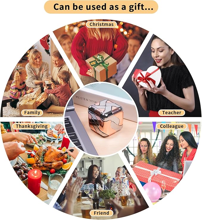 Metal-Puzzles 3D-Brain-Teaser Toys: Cool-Gadgets-Stuff Box Puzzles-Toy for Kid Children Teen Adult, ADHD Tools Stress Relief Gift for Office Home School Christmas Women Men Square-Cube