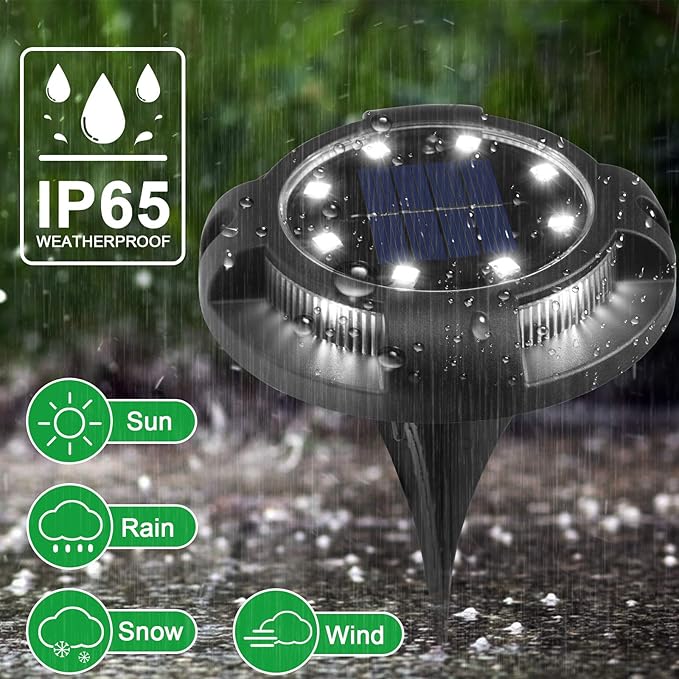 K.E.J. Solar Lights Outdoor 12 Pack Waterproof Solar Garden Ground Lights Landscape Lighting for Outside Patio Pathway Lawn Yard Deck Driveway Walkway