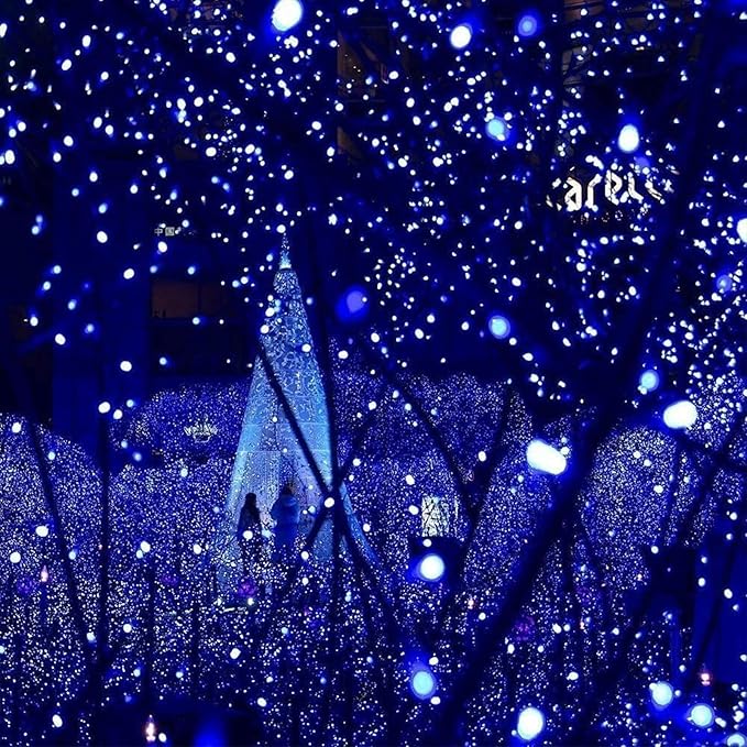 114ft Christmas String Lights Outdoor, 300 LED Christmas Lights Connectable with Timer, 8 Modes Christmas Tree Lights Fairy Twinkle Lights for Garden, Wedding, Indoor Outdoor Xmas Decorations(Blue)