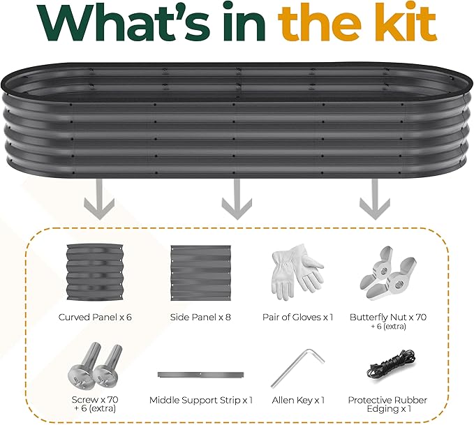 Utopia Home Galvanized Raised Garden Bed, 6 by 2 by 1 feet Lightweight Planter Boxes Outdoor with Easy Assembly, Large Garden Bed for Vegetables, Fruits, Flowers, Dark Grey