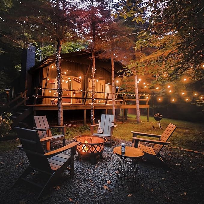 Banord Outdoor String Lights, 48FT Waterproof Patio Lights with 1W Dimmable LED Bulbs, White Hanging String Lights for Outdoor Backyard, Garden, Deck, Porch, Gazebo, Balcony, Camping, Party