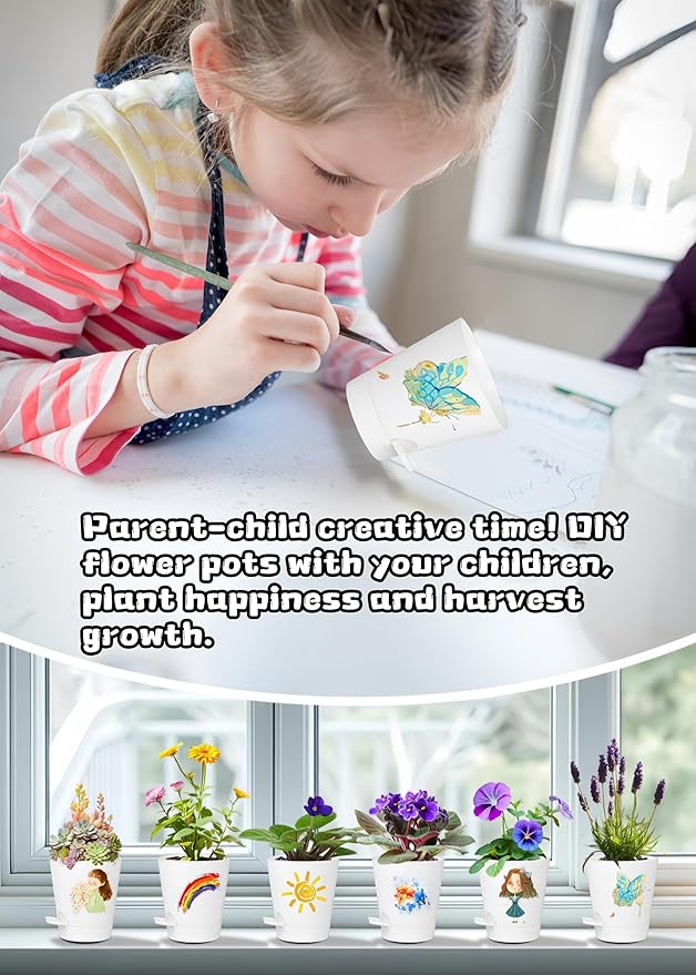 12 Pack 4 Inch Self Watering Plant Pots with Drainage and Saucers,Plastic Flower Pots for Indoor and Outdoor Plants, Nursery Planters for Houseplants and Herbs White, 4 inch 12pcs