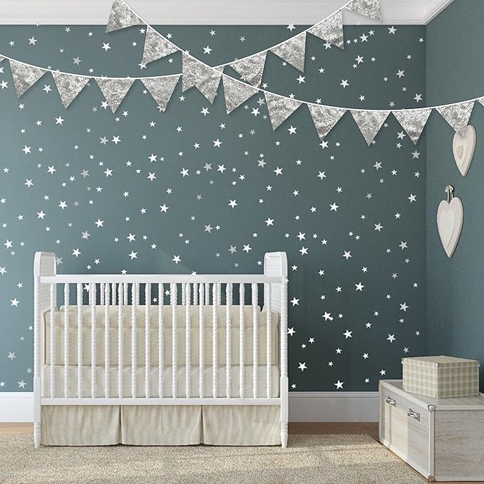 Pinkblume Double Sided Sequin Fabric Triangle Pennant Banner Flag Bunting Garland for Silver Theme Nursery Classroom Home Bedroom Wall Holiday Christmas Decor