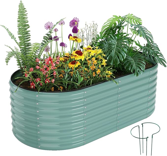 Galvanized Metal Planter Raised Garden Bed Kit for Gardening Outdoor,6x3x2ft Planter Grow Garden Box Raised Flower Bed,Long Vegetable Clearance Herb Raised Garden Beds for Container Gardening