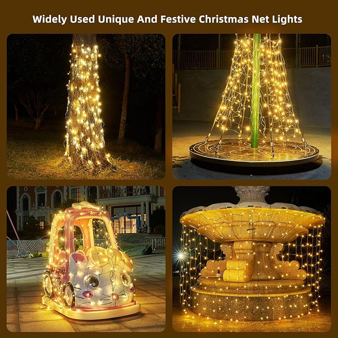 Led Net Lights Christmas Lights Outdoor Christmas Net Lighting with 121Led Mini Globe Lights 5ftx5ft, Outdoor Indoor Fairy Mesh Net Lights for Christmas Trees, Bushes, Shrubs Decorations(WarmWhite)