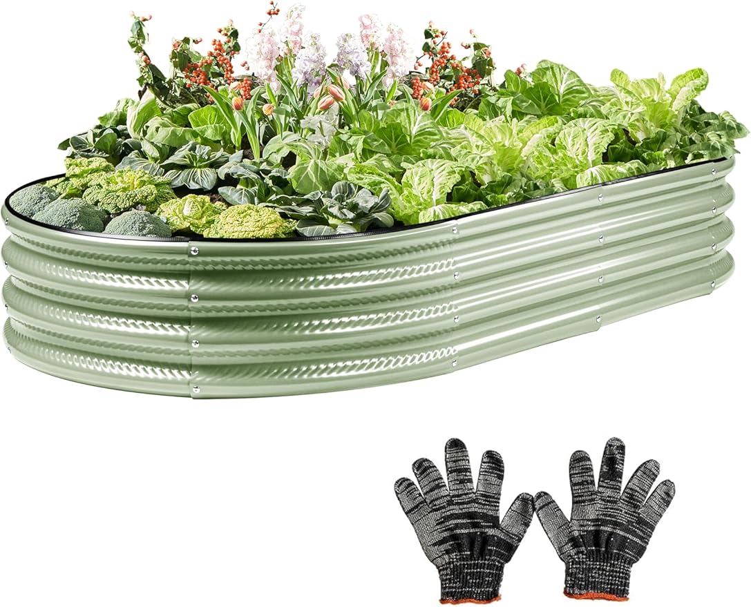 Raised Garden Bed, Galvanized Planter Raised Beds for Outdoor,Vegetables, Flowers & Herbs, Heavy-Duty Metal Raised Garden Beds Outdoor, Rust-Resistant & Easy Assembly (Green, 8x4x1 ft)