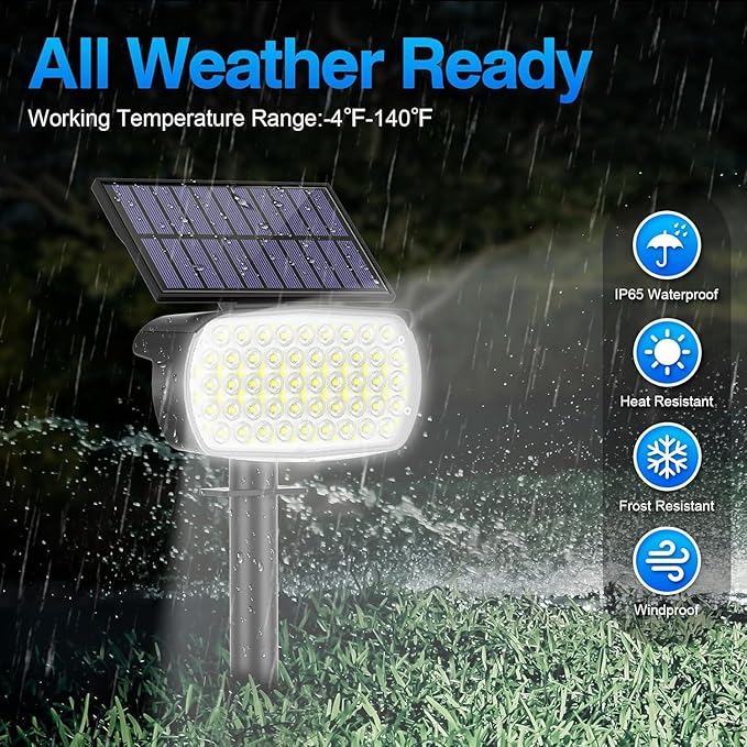 108 LED Solar Spot Lights Outdoor, Solar Lights Outdoor IP65 Waterproof, 3 Modes Solar Landscape Spotlights, Large Panel Solar Powered Lights for Garden Yard Pathway(Cool White/2 Pack)