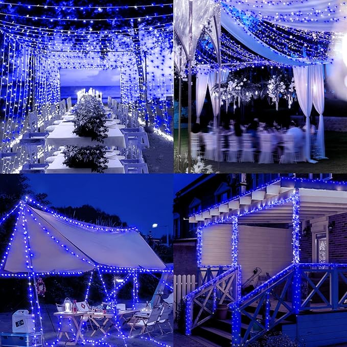 Heceltt 1140 LED 449 FT String Lights Outdoor, 8 Modes Easter Lights Plug in, IP44 Waterproof Led String Lights with Timer and Memory for Yard Party Garden Wedding Decorations (Blue)
