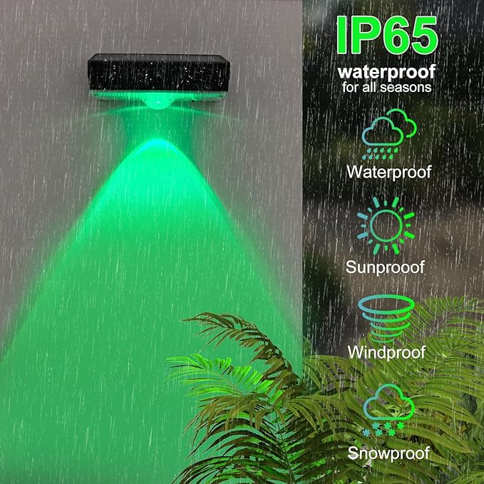 Solar Powered Outdoor Lights Waterproof IP65 Solar Fence Lights Outside Multicolor Led 12 Fixed Colors &RGB Color Changing for Pool, Deck, Patio, Porch, Stairs, Holiday Decorations (2)