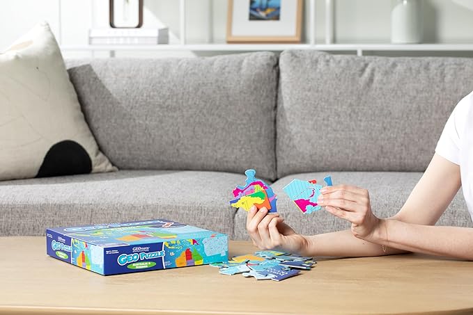 GeoToys GeoPuzzle, Australia & Oceania Shaped Jigsaw Puzzles, 70 Pc Geography Puzzle, Geography Game, Map Puzzle - Jigsaw Puzzles for Kids Ages 6-9 Years Old