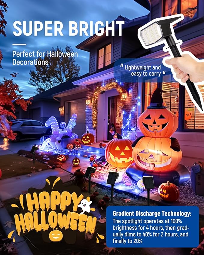 Solar Lights Outdoor Waterproof IP65, 63 LED 3 Lighting Modes Solar Powered Yard Garden Spot Lights for Outside Landscape- 3 Pack (Cool White)