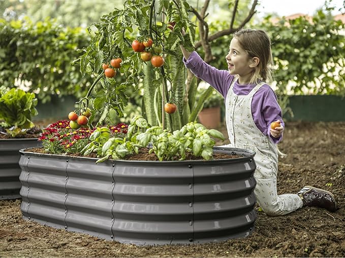 Galvanized Raised Garden Beds Outdoor // 4×2×1 ft (2-Pack) Planter Raised Beds for Gardening, Vegetables, Flowers // Large Metal Garden Box (Gray) // Patented Tool-Free Design