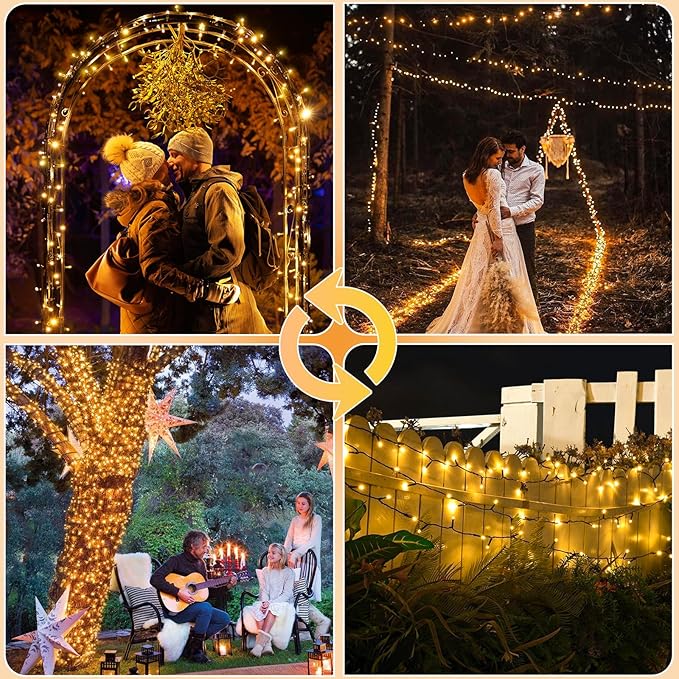 2 Pack Solar String Lights for Outside, Each 79Ft 240 LED Solar Lights Outdoor, 8 Modes Waterproof Solar Powered Fairy Twinkle Light for Backyard Patio Tree Party Garden Decoration, Warm White