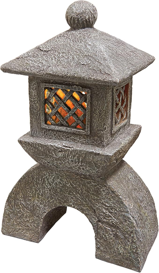 Design Toscano AL958699 Japanese Pagoda Illuminated Lantern Statue: Set of Two,greystone