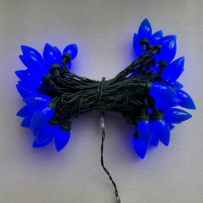 C9 Christmas Lights Outdoor 50 LED Blue Strawberry 34.5ft Waterproof Xmas String Light for Garden Yard Home Party Holiday Christmas Tree Indoor Decoration(Blue)