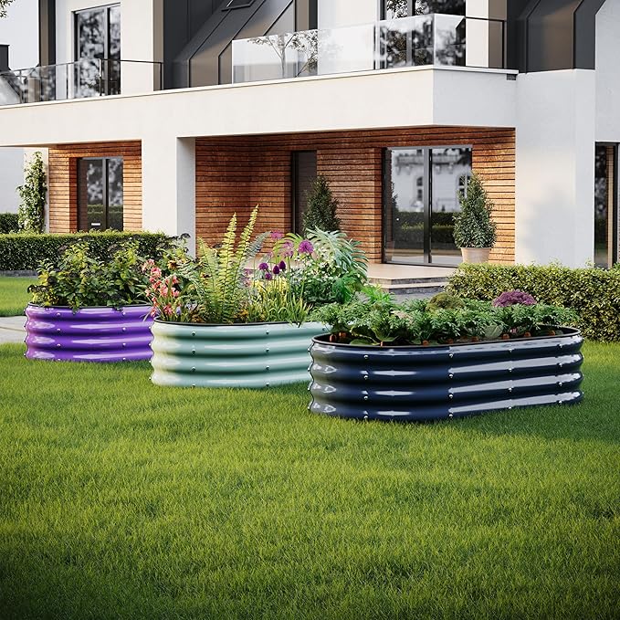 Raised Garden Bed, 4x2x1ft Raised Beds for Gardening Outdoor for Vegetables Flowers Ground Planter Box,Galvanized Raised Garden Beds