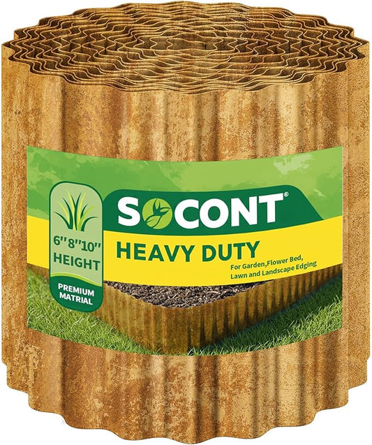 Corrugated Metal Garden Edging, 6"×40Ft Durable Landscape Border for Garden, Lawn, Flower Beds and Paver Edging (Rusty)