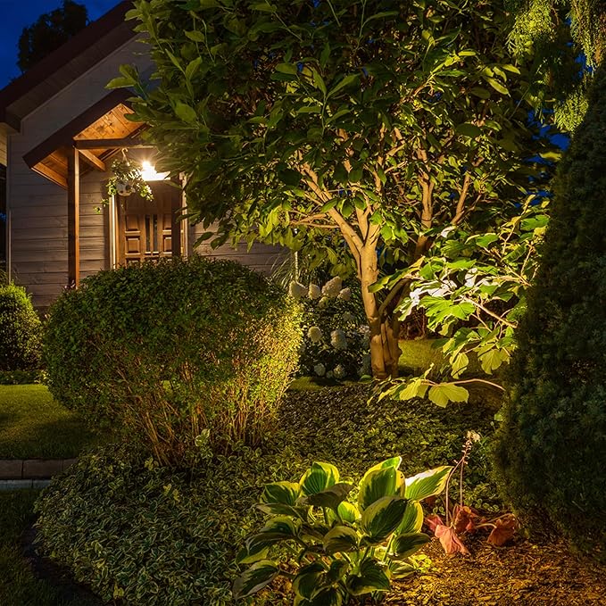 GKOLED Solid Brass Landscape Spotlight, 12V AC/DC Low Voltage Landscape Lights, Outdoor Directional LED Uplight Waterproof Fixture with ABS Spike, Garden Patio Trees Spot Up Light, No MR16 Bulb