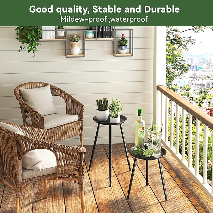 Indoor Plant Stand Metal Mid Century Tall Plant Table Flower Pots,Modern Plant Stand for Indoor Plants Outdoor Small Round Side Home Decor Shelf Heavy Duty Plant Holder End Table Black 2 Pack