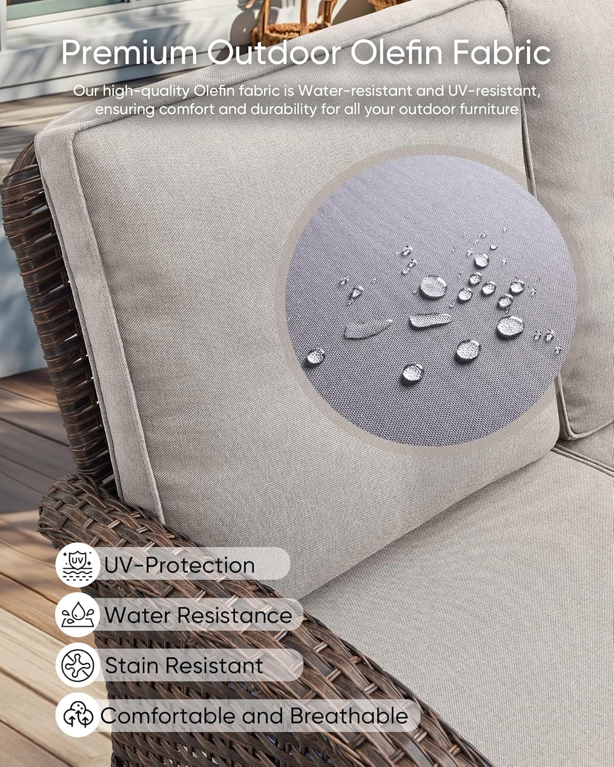 HUMMUH 5-Piece Patio Furniture Set with Fire Pit,Wicker Patio Glider Loveseat Outdoor Swivel Rocker Chairs for Backyard,Poolside,Deck