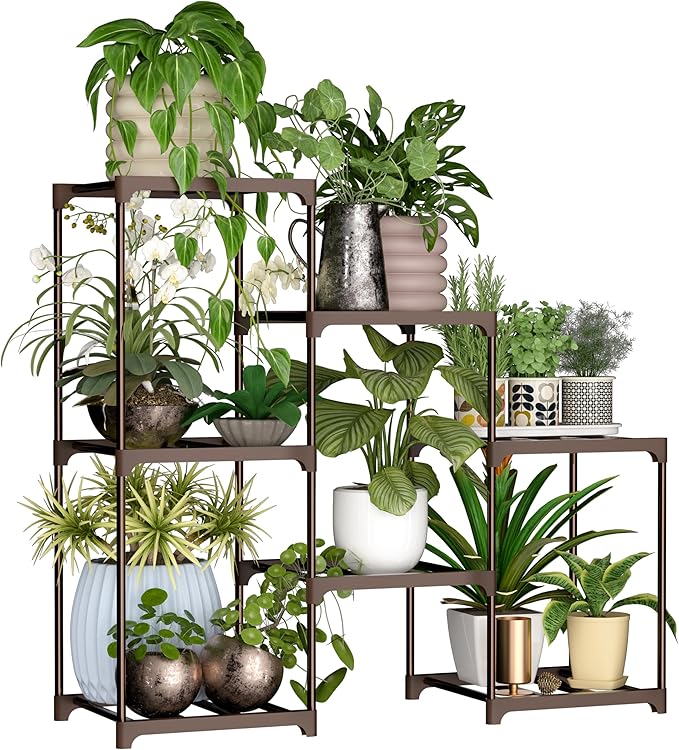 Metal Plant Stand Indoor Outdoor Plant Shelf Stand, 3 Tiers 7 Pots Potted Flower Plant Stands for Indoor Plants Multiple, Plant Shelves Stands Rack for Patio, Balcony, Living Room