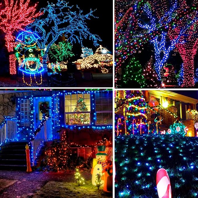 Dazzle Bright 132FT 400 LED Christmas Lights, Christmas String Lights Plug in with 8 Modes, Waterproof Christmas Decorations for Xmas Indoor Outdoor Party Home Tree Decor, Blue