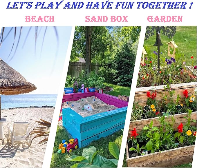 Kids Gardening Set Wooden Handle, 6 Piece (Pink+Blue), Kids Beach Shovel Set, Sandbox Play Toy and Garden Hand Tool