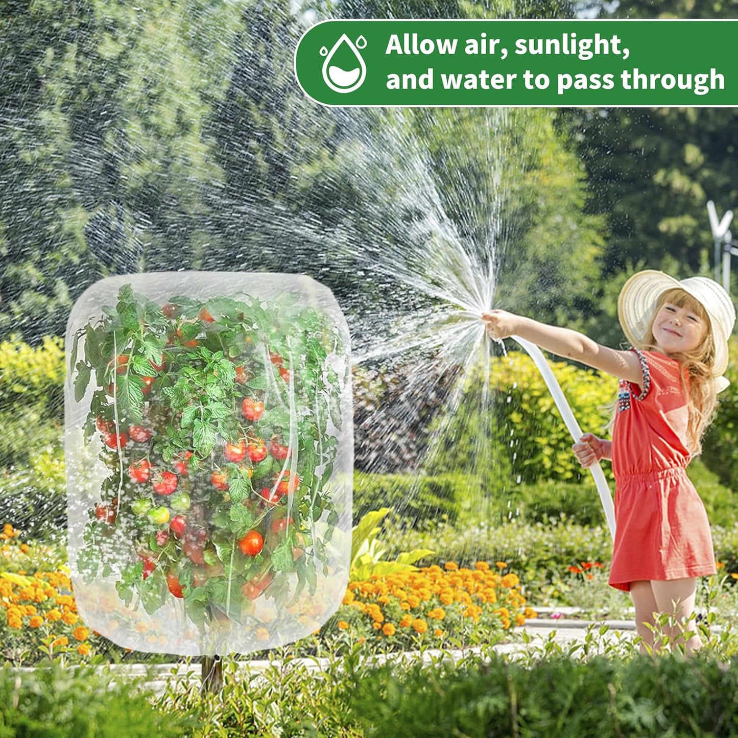 Garden Mesh Netting with Drawstring,Plants Cover Protection from Anti Birds,Bugs,Cicadas,and Insects-Pest Barrier Bag for Blueberry Bushes,Citrus,Tomatoes,Vegetables,Fruit Tree and Orange