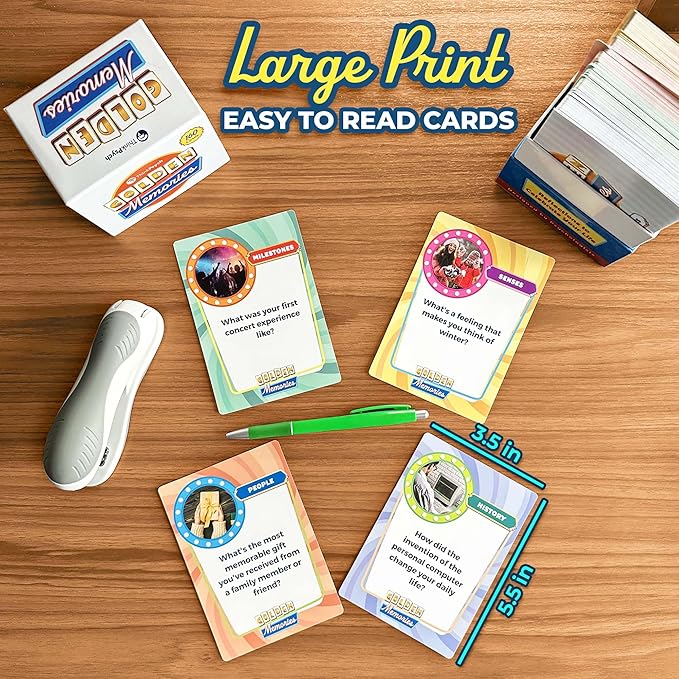 ThinkPsych Golden Memories - 160 Conversation Starters for Adults - Memory Card Game for Seniors - Reminiscence Therapy - Dementia & Alzheimers Support Tool
