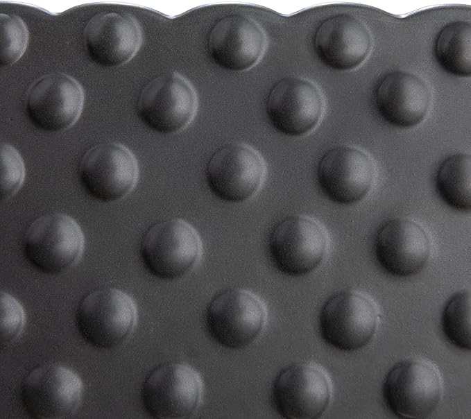 Creative Co-op Ceramic Hobnail Planter with Scalloped Edge and Polka Dots, Black