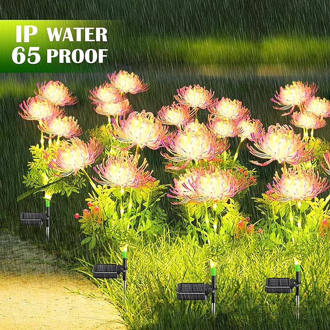 SunKite Solar Garden Lights, Solar Flowers Lights with Glowing Flowers & Stems, Outdoor Stake Decorative Lighting Waterproof for Garden,Yard Patio Pathway Decor,Gift for Mother(4 Pack)